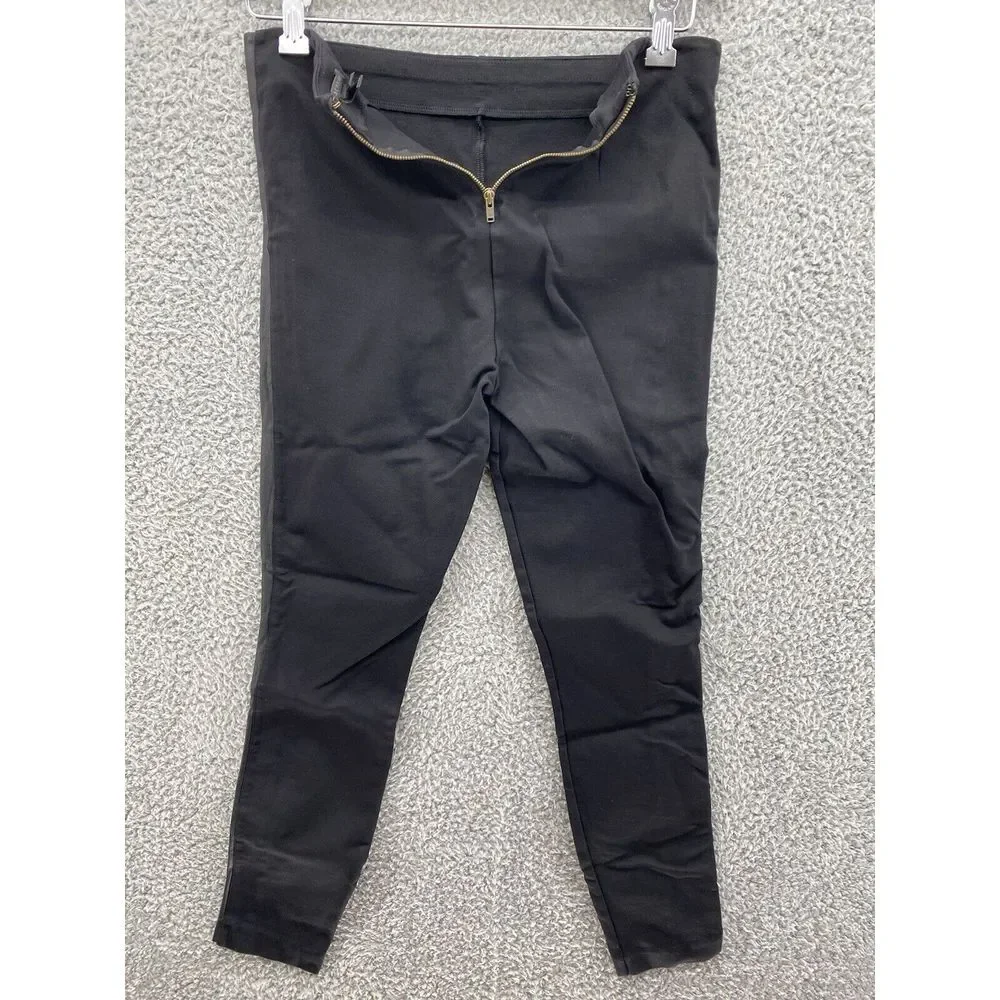 J CREW Womens Pants Sz 6 Black Skinny Ponte‎ Gray Stripe Stretch Exposed Zipper